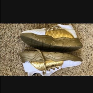 Roberto Cavalli Gold and White Sneakers